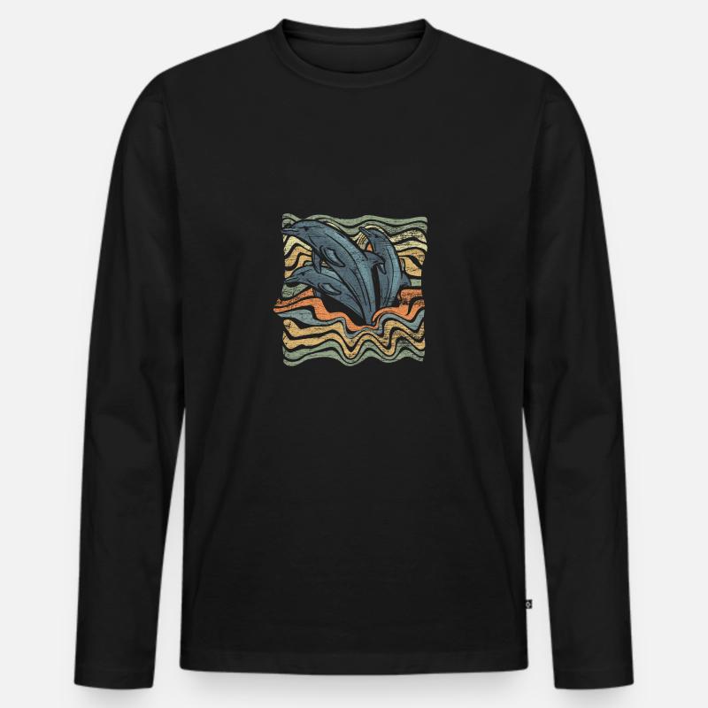 Delphin - Männer Premium Bio Langarmshirt - Schwarz