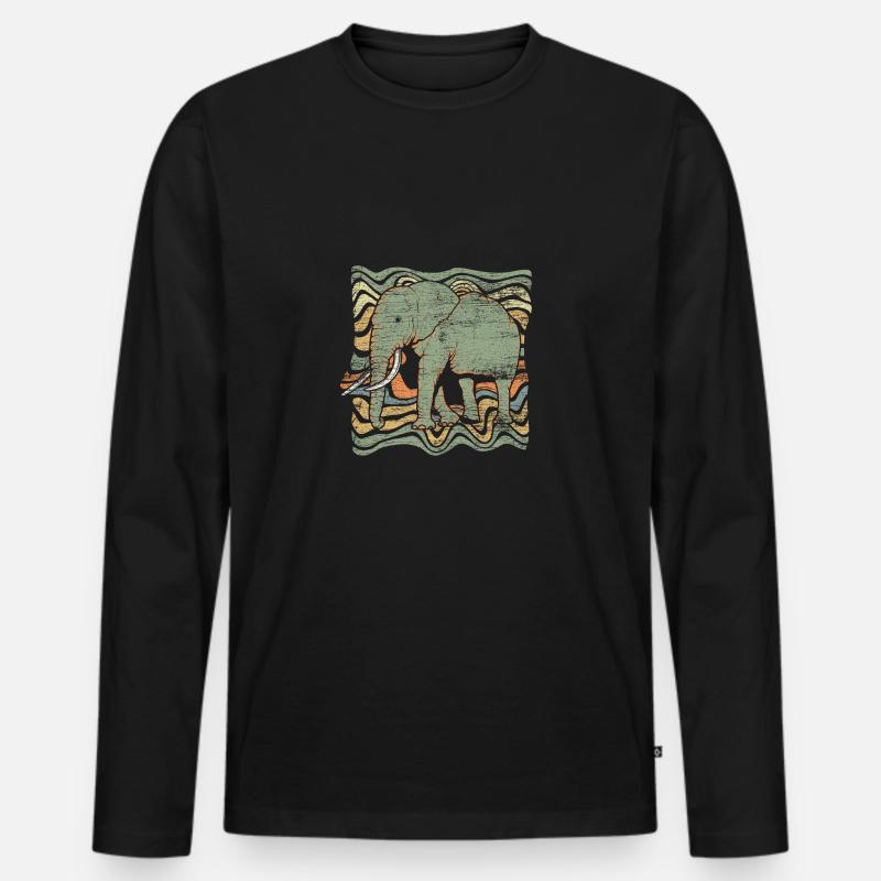 Elefant - Männer Premium Bio Langarmshirt - Schwarz