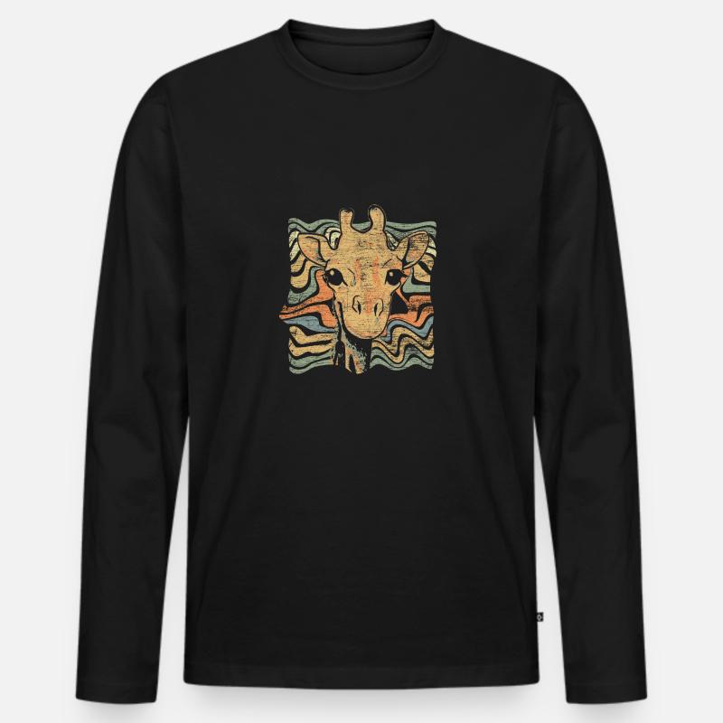 Giraffe - Männer Premium Bio Langarmshirt - Schwarz