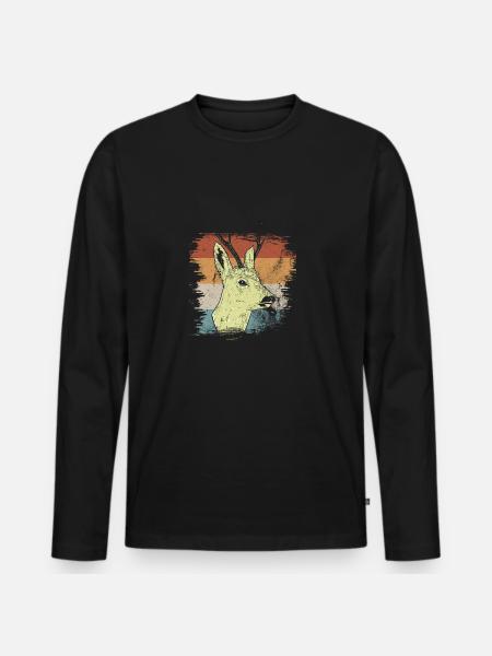 cerf - T-shirt manches longues Premium bio Homme - noir