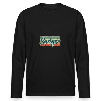 Dachs - Männer Premium Bio Langarmshirt - Schwarz - Vorne - Nico (187cm)