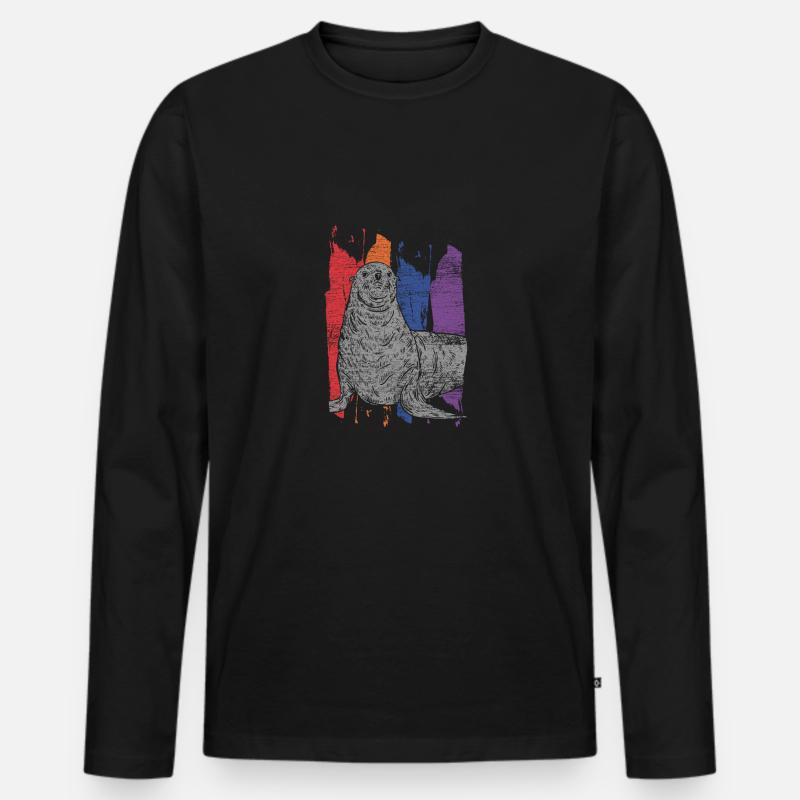 Robbe - Männer Premium Bio Langarmshirt - Schwarz