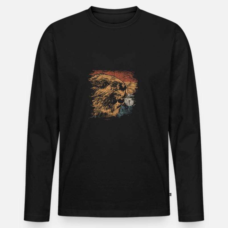 Biber - Männer Premium Bio Langarmshirt - Schwarz