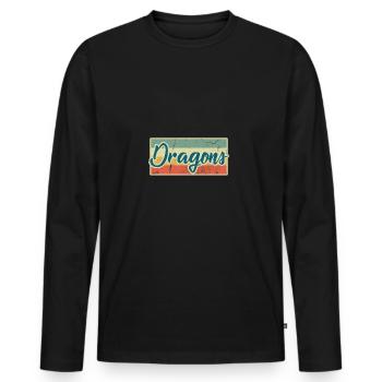 Dragon Mythologie Contes de fables Cadeaux - T-shirt manches longues Premium bio Homme - noir - Devant - Nico (187cm)