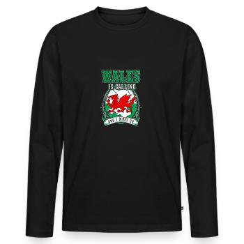 Wales - Männer Premium Bio Langarmshirt - Schwarz - Vorne - Nico (187cm)
