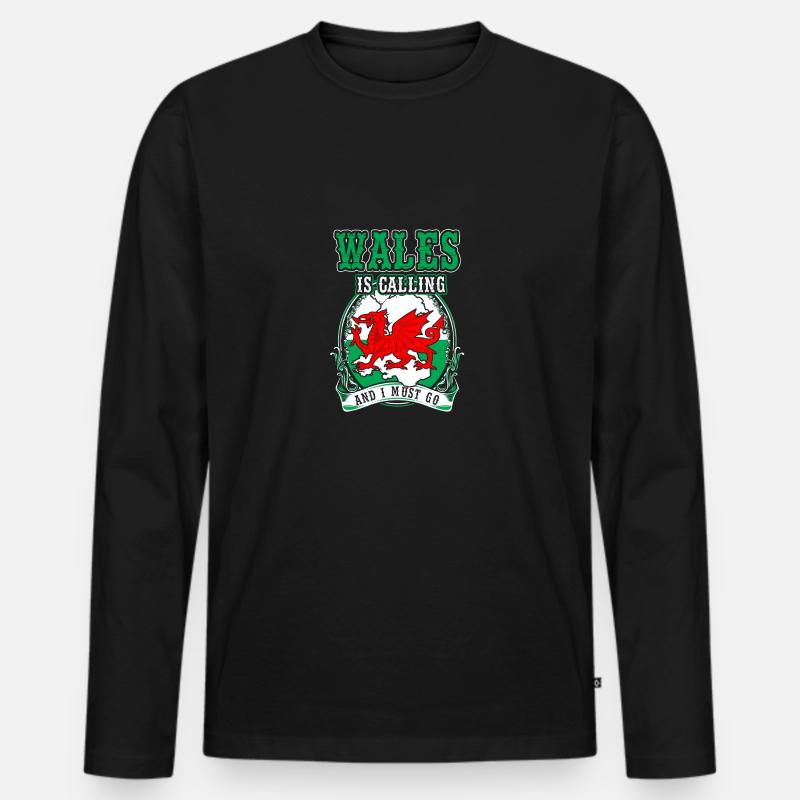 Wales - Männer Premium Bio Langarmshirt - Schwarz
