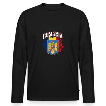 Romania - Men's Premium Organic Long Sleeve Shirt - black - Front - Nico (187cm)