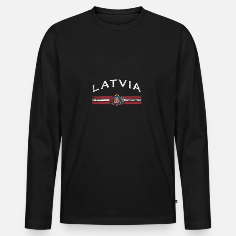 Lettland Flagge - Männer Premium Bio Langarmshirt - Schwarz
