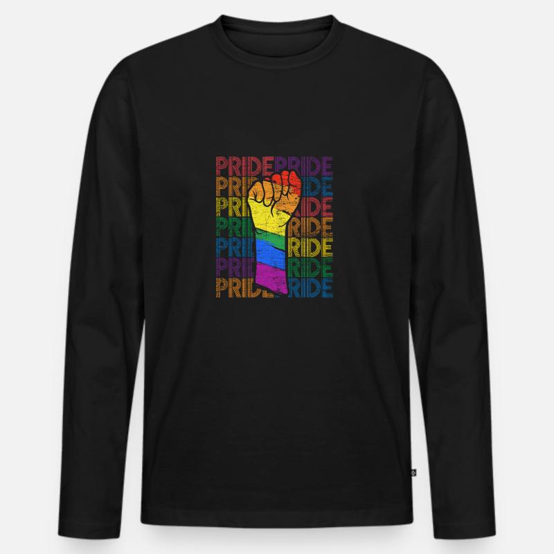 Gay Pride - Männer Premium Bio Langarmshirt - Schwarz