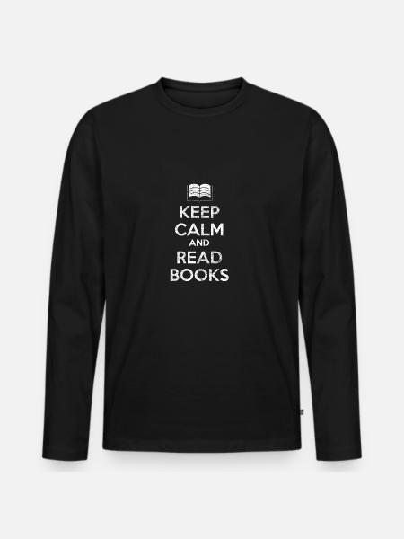 Read books book gift bookshelf - Men's Premium Organic Long Sleeve Shirt - black