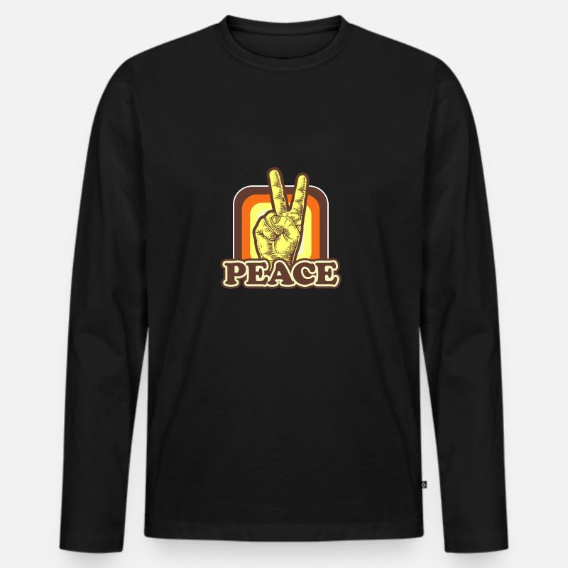 Peacezeichen - Männer Premium Bio Langarmshirt - Schwarz