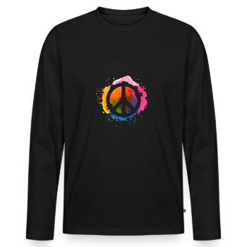 Peacezeichen - Männer Premium Bio Langarmshirt - Schwarz - Vorne - Nico (187cm)
