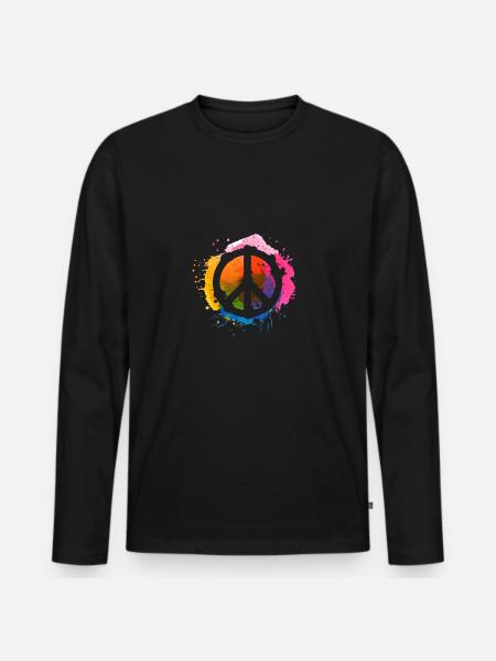 Peace sign - Men's Premium Organic Long Sleeve Shirt - black