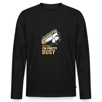 Zigarette - Männer Premium Bio Langarmshirt - Schwarz - Vorne - Nico (187cm)