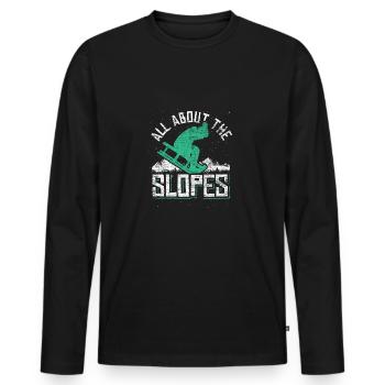 Piste - T-shirt manches longues Premium bio Homme - noir - Devant - Nico (187cm)
