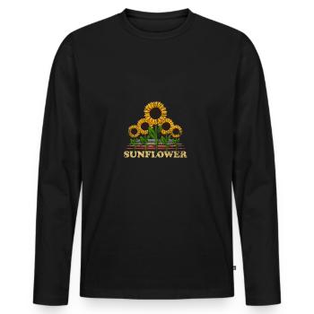 Sonnenblume - Männer Premium Bio Langarmshirt - Schwarz - Vorne - Nico (187cm)