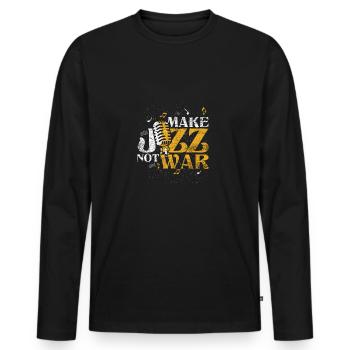 Faites du jazz pas la guerre - T-shirt manches longues Premium bio Homme - noir - Devant - Nico (187cm)