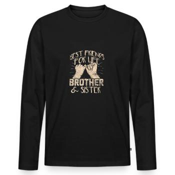 Siblings friends - Men's Premium Organic Long Sleeve Shirt - black - Front - Nico (187cm)