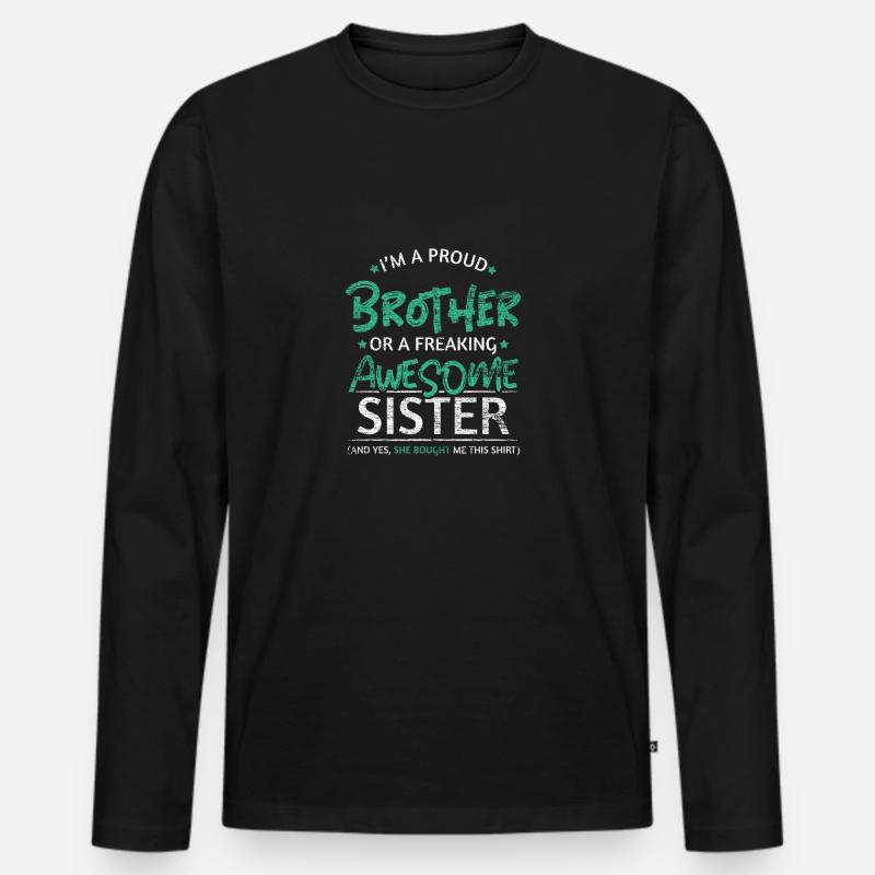 Stolzer Bruder Schwester - Männer Premium Bio Langarmshirt - Schwarz