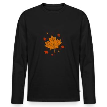 Feuille d'érable du Canada - T-shirt manches longues Premium bio Homme - noir - Devant - Nico (187cm)