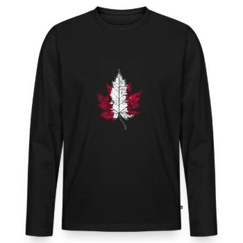 Feuille d'érable cadeau canada - T-shirt manches longues Premium bio Homme - noir - Devant - Nico (187cm)