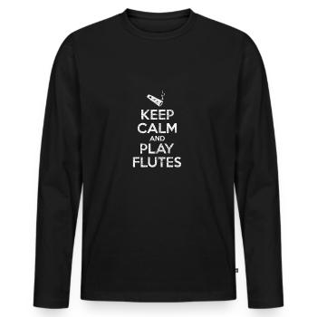 Flûte Relaxation - T-shirt manches longues Premium bio Homme - noir - Devant - Nico (187cm)