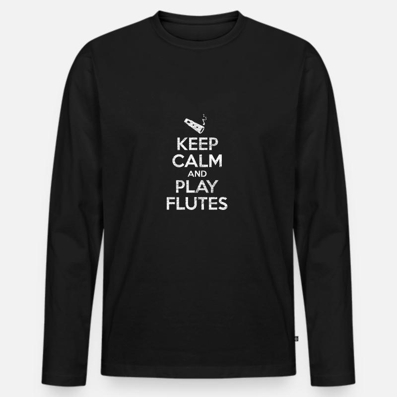 Flöte Entspannung - Männer Premium Bio Langarmshirt - Schwarz