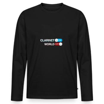 clarinet - Men's Premium Organic Long Sleeve Shirt - black - Front - Nico (187cm)