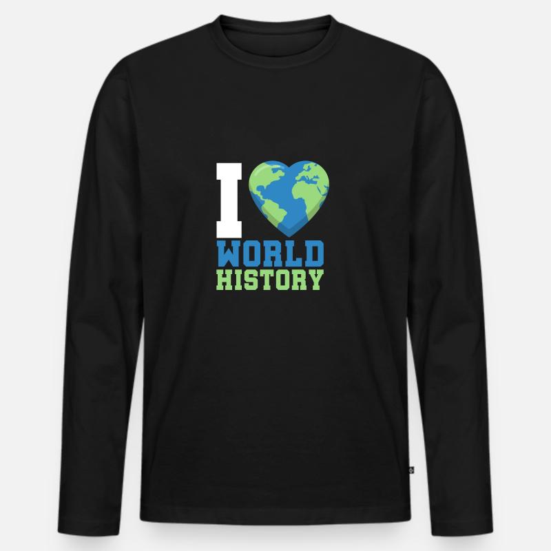 Weltgeschichte - Männer Premium Bio Langarmshirt - Schwarz