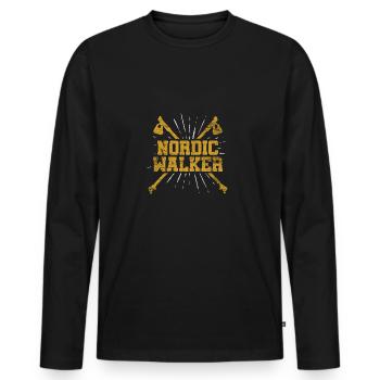 Marche nordique - T-shirt manches longues Premium bio Homme - noir - Devant - Nico (187cm)