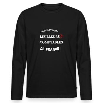 Comptable - Métier - Comptabilité - T-shirt manches longues Premium bio Homme - noir - Devant - Nico (187cm)