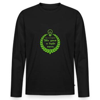 Denglisch Lesson 4 "Mir geht ein Licht auf" - Männer Premium Bio Langarmshirt - Schwarz - Vorne - Nico (187cm)