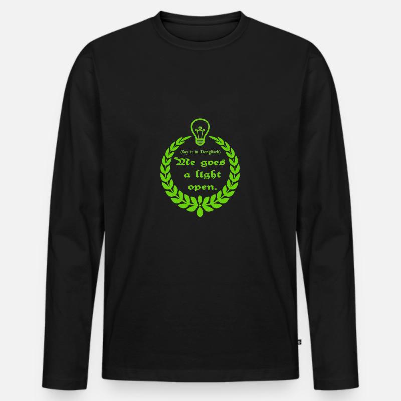 Denglisch Lesson 4 "Mir geht ein Licht auf" - Männer Premium Bio Langarmshirt - Schwarz