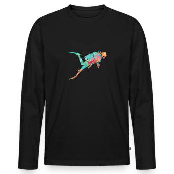 Deep Sea Divers and Divers PopArt - Men's Premium Organic Long Sleeve Shirt - black - Front - Nico (187cm)