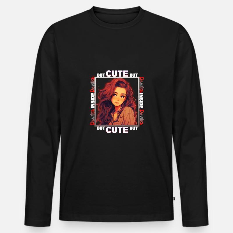 Cute but devilish inside - Männer Premium Bio Langarmshirt - Schwarz