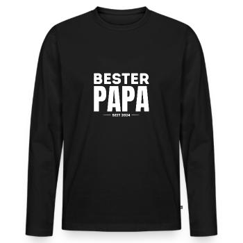 Bester Papa seit 2024 Vatertag Geschenk - Männer Premium Bio Langarmshirt - Schwarz - Vorne - Nico (187cm)