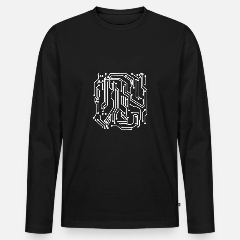 Computer Leiterplatte - Männer Premium Bio Langarmshirt - Schwarz