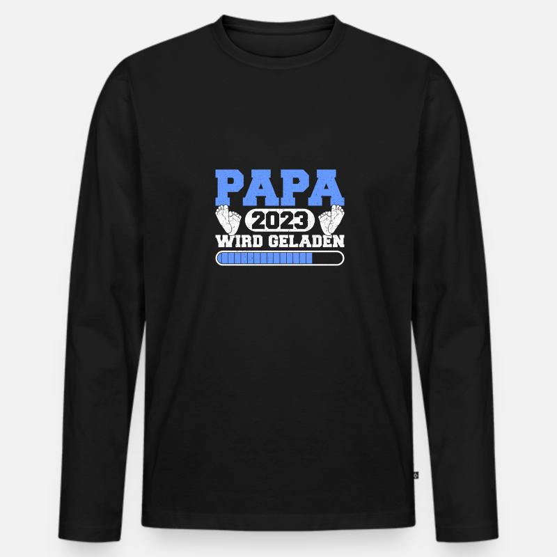 Werdender Papa 2023 loading Balken werdender Vater - Männer Premium Bio Langarmshirt - Schwarz