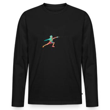Escrime et escrime PopArt - T-shirt manches longues Premium bio Homme - noir - Devant - Nico (187cm)