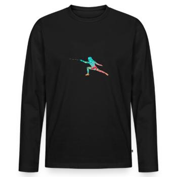 Escrime et escrime PopArt - T-shirt manches longues Premium bio Homme - noir - Devant - Nico (187cm)