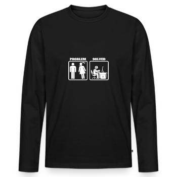 Problème résolu - Pc Gaming Funny Gift - T-shirt manches longues Premium bio Homme - noir - Devant - Nico (187cm)