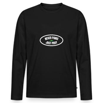 Ne paniquez jamais, priez simplement chrétien priez Cadeau - T-shirt manches longues Premium bio Homme - noir - Devant - Nico (187cm)