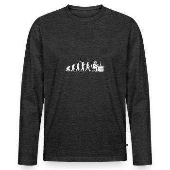 Gaming Gamer Evolution Geschenk - Männer Premium Bio Langarmshirt - Anthrazit meliert - Vorne - Nico (187cm)