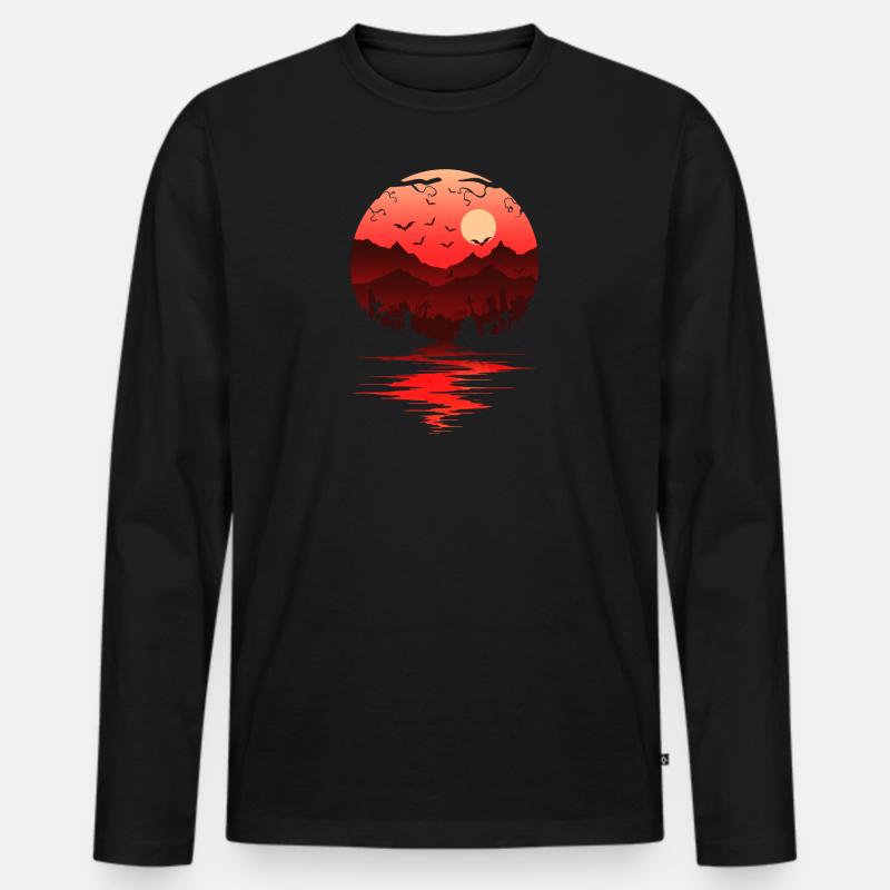 Blutiger Mond - Männer Premium Bio Langarmshirt - Schwarz