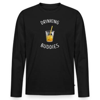 Aquarell Trinkfreunde Familie Passender Saft - Männer Premium Bio Langarmshirt - Schwarz - Vorne - Nico (187cm)