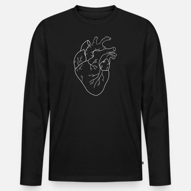 Herz - Männer Premium Bio Langarmshirt - Schwarz