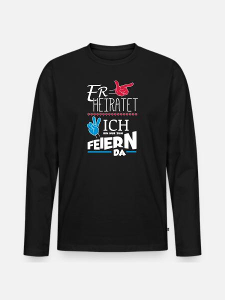 ER HEIRATET JGA - Männer Premium Bio Langarmshirt - Schwarz