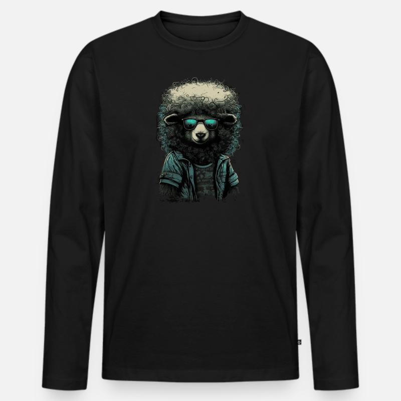Hippie Schaf - Männer Premium Bio Langarmshirt - Schwarz