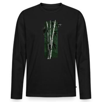 Zen Tranquility: Elegant Bamboo Grove - Men's Premium Organic Long Sleeve Shirt - black - Front - Nico (187cm)