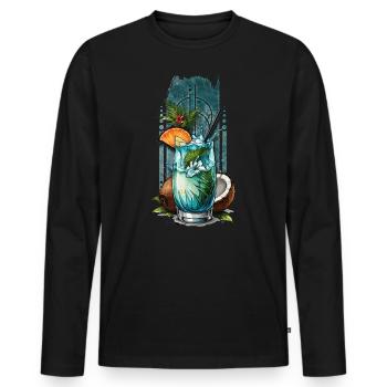 Indulgence tropicale : Cocktails à la noix de - T-shirt manches longues Premium bio Homme - noir - Devant - Nico (187cm)
